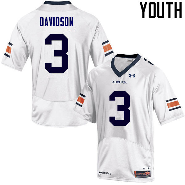 Youth Auburn Tigers #3 Marlon Davidson College Football Jerseys Sale-White - Click Image to Close